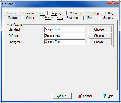 Shortcut Options